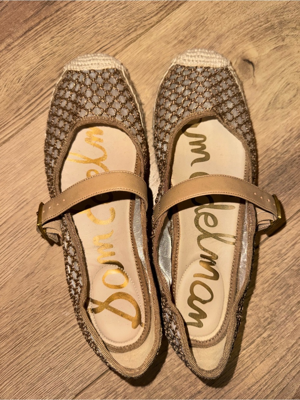 Sam Edelman Beige Mary Jane Espadrille Flats